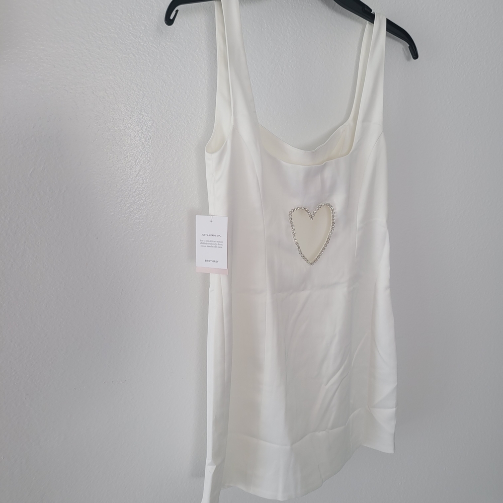 Birdy Grey White Backless Dress with Heart Detail Size S - Picture 10 of 16